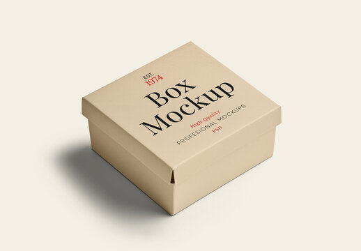 Square Box in Perspective Mockup