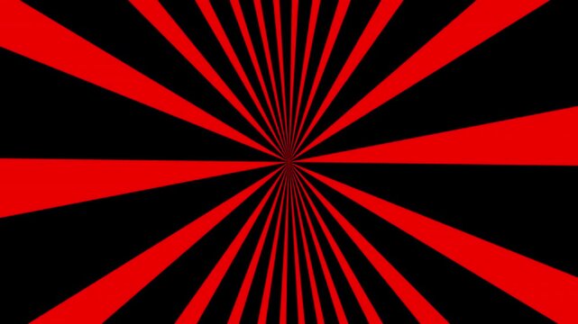 Hypnotic spinning red and black sunburst pattern animation