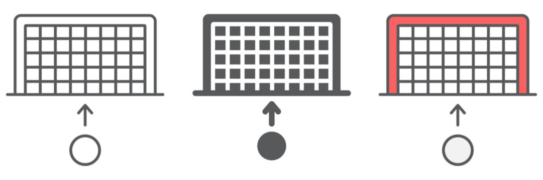 Soccer gate icon set, sport and football, penalty sign, vector graphics, a linear pattern on a white background.