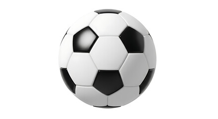 Fototapeta premium 3D render of a classic black and white soccer ball on a transparent background, perfect for sports-related designs, 3D render, design element