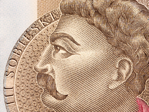 King John III Sobieski a closeup portrait from Polish money