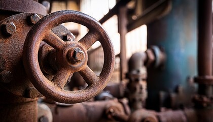the rusty iron valve on the old metal pipe hints at a bygone era of industrial might perhaps from an ancient machine in a forgotten corner of a nepalese factory