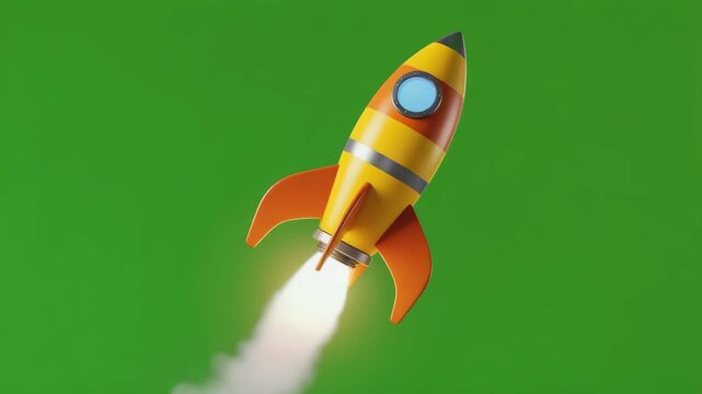 rocket on a green background