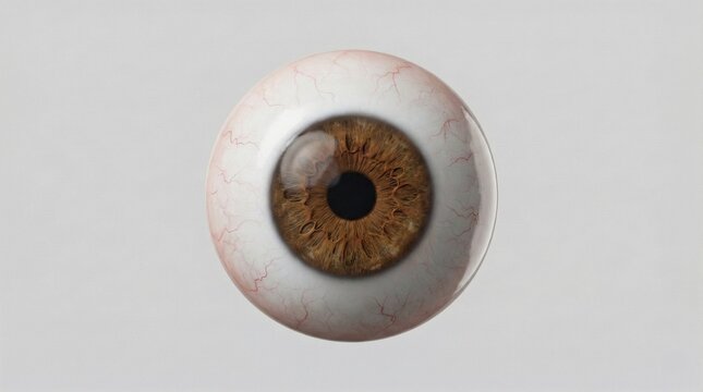 Front view of realistic human eyeball isolated on clean white grounds