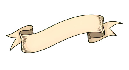 Elegant beige ribbon banner isolated on white background.