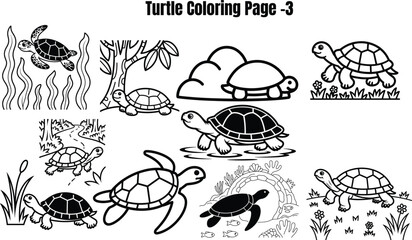 Obraz premium Turtle for coloring book turtles sea turtles 2 land turtles
