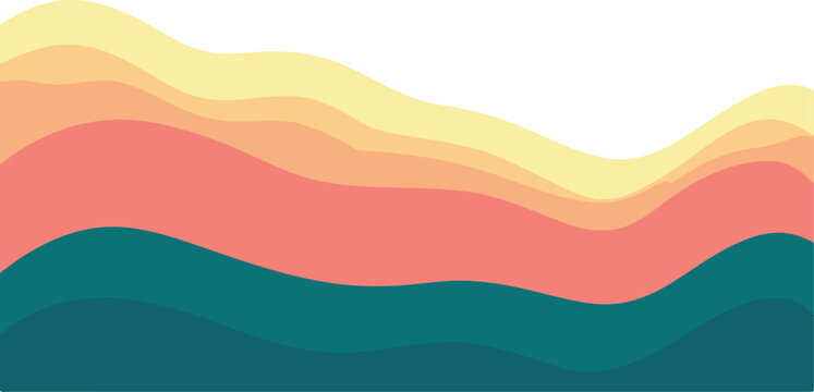 Layered abstract landscape waves in warm coral and teal tones, modern fluid art background for vibrant designs, layer background, design background, color background
