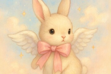 Naklejka premium Cute winged bunny illustration