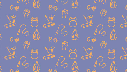 Fototapeta premium Gym doodle vector pattern design