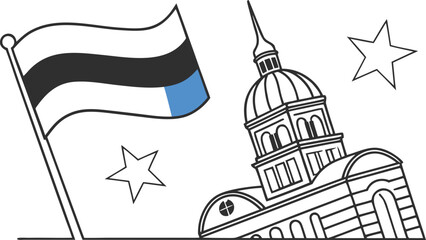 Estonia flag day with flag and patriot building dome © Stock Fire
