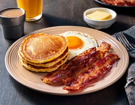 crispy bacon scrambled egg pancakes breakfast