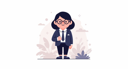 Obraz premium A cartoon person in a suit and glasses, standing