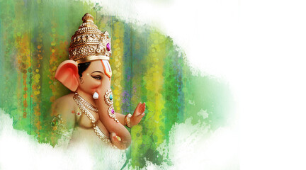 Lord ganpati festival of chaturthi, is one of the best-known and most worshiped god in the Hindu religion lord Ganesha of Indian wedding festival tradition © Prashant