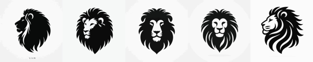 Obraz premium Vector silhouette of lion head