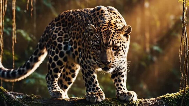 Clouded Leopard with Rosetted Coat Stalks Silently