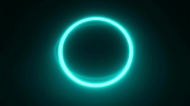 A luminous teal circle floating in the dark vastness of infinite space