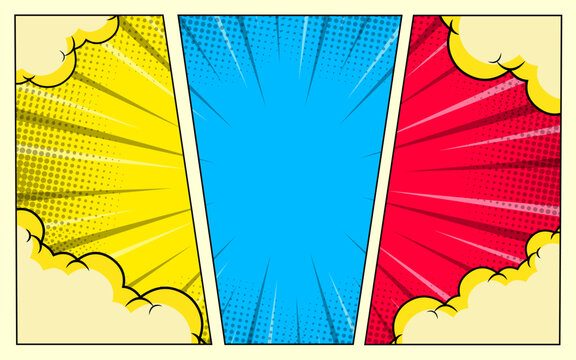 Three vibrant comic book style panels.