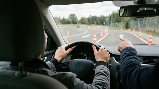 Student learning driving skills with instructor guidance