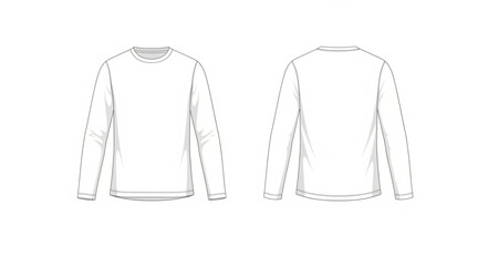 Technical Drawing of a Long Sleeve Shirt - Front and Back Views.