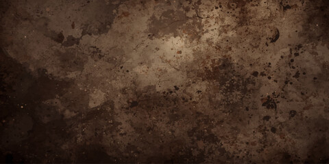 Obraz premium An aged brown metal surface features a dark vintage rust pattern and a rough grungy texture, creating a dirty antique backdrop with a weathered paint design on an ancient wall