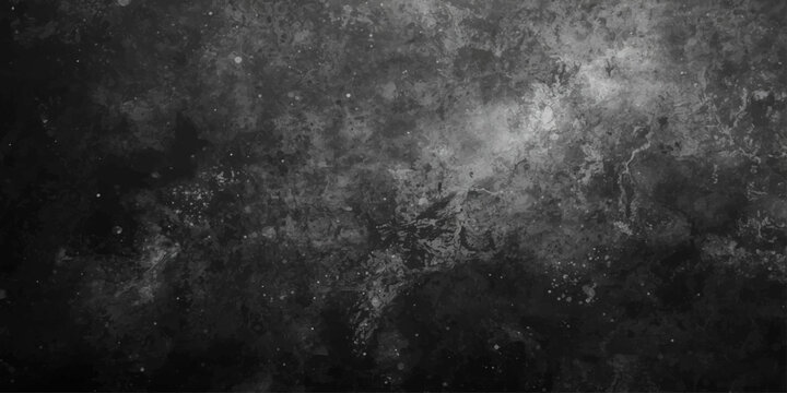 A dark grunge black and white textured backdrop featuring a moody sky filled with stormy clouds, smoke, and a faint moon light reflecting off a weathered stone wall pattern