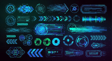 Futuristic HUD Elements - A Collection of High-Tech Interface Designs. © Hanif