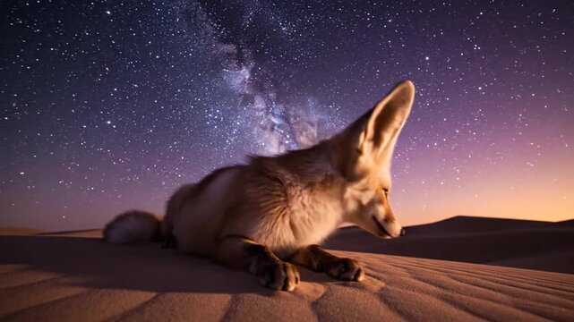Fennec Fox Gazing at Stars in Desert Night