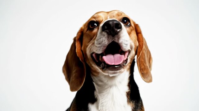 Happy Beagle Dog Portrait with Tongue Out.