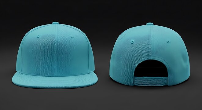mockup of a cyan color snapback cap