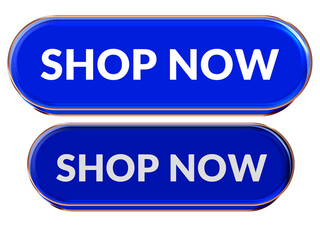 Fototapeta premium Shop Now Button glossy blue gold UI ecommerce marketing CTA