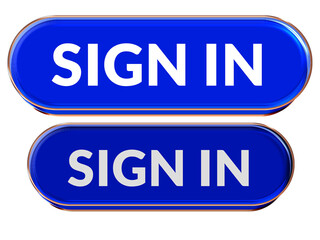 Fototapeta premium Sign In Button glossy blue gold UI login interface CTA