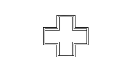 Fototapeta premium Minimalist Medical Cross Outline on White Background Symbolizing Healthcare and Assistance