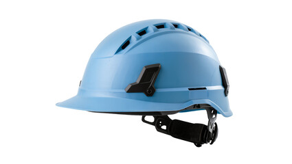 Fototapeta premium Isolated modern light blue safety helmet for construction and industrial worker protection