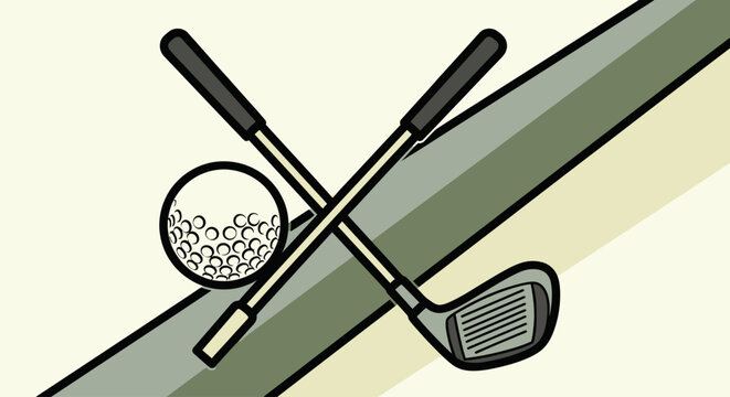 Golf Clubs and Ball on Tee.