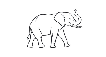 Fototapeta premium Large Gray Elephant Walking Sideways Slowly.