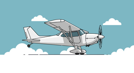 Small white airplane in flight. © Kental