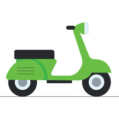 Side view of green electric scooter vector illustration.
