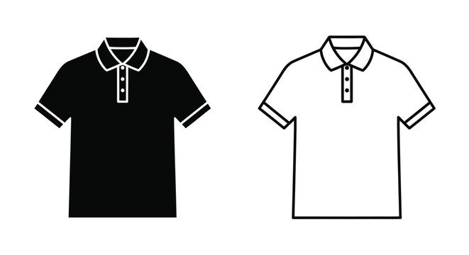 Two polo shirts one black and one white are displayed side by side