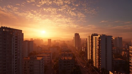 Fototapeta premium City Sunset Low Poly