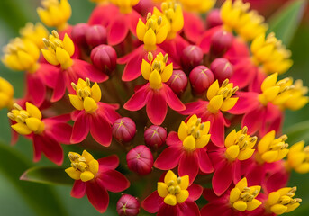 Fototapeta premium A vibrant garden filled with a diverse array of colorful flowers and lush green foliage.