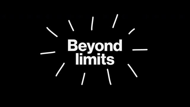 Animated beyond limits new standards text typography with doodle scribble rays symbol representing ambition progress and innovation concept isolated on transparent background