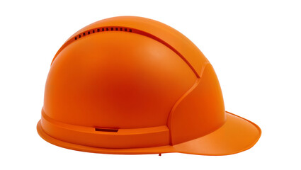 Fototapeta premium Isolated orange construction safety hard hat with ventilation, industrial personal protective equipment