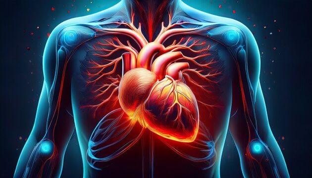 chest pain and stressful panic attack medical issue concept as a symbol for angina or blocked blood flow resulting in a heart attack or myocardial infarction or pulmonary embolism
