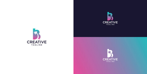 smart bulb logo icon. bulb logo technology. initial logo design B © micky_adb