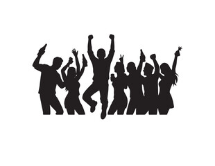 A group of people raising their hands in a pixelated, monochromatic image. Vector