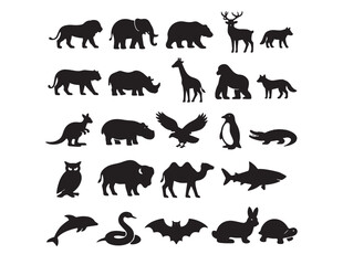 Obraz premium Pixelated wildlife parade showcasing diverse animal species in a unique art style Vector