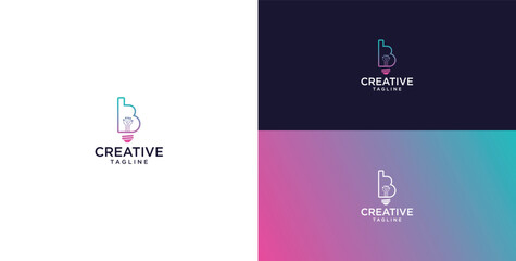 smart bulb logo icon. bulb logo technology. initial logo design B © micky_adb01