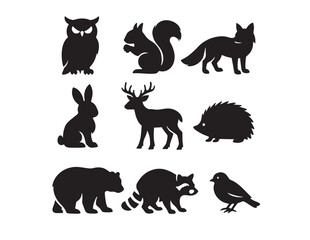 Fototapeta premium A collection of pixelated animals including a raccoon, squirrel, and deer. Vector