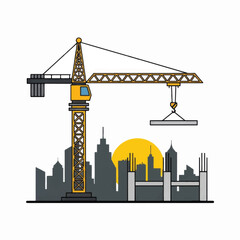 Obraz premium Crane Construction Equipment Heavy Machinery Building.