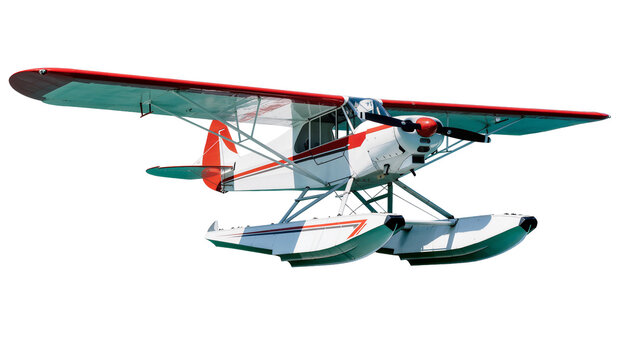 Isolated classic single-engine floatplane for water landings and takeoffs, aviation travel